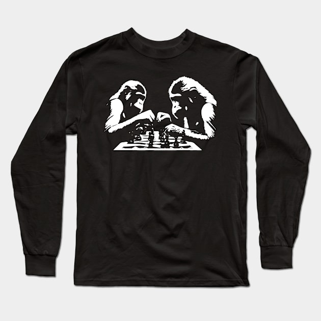 monkeys play chess Long Sleeve T-Shirt by lkn